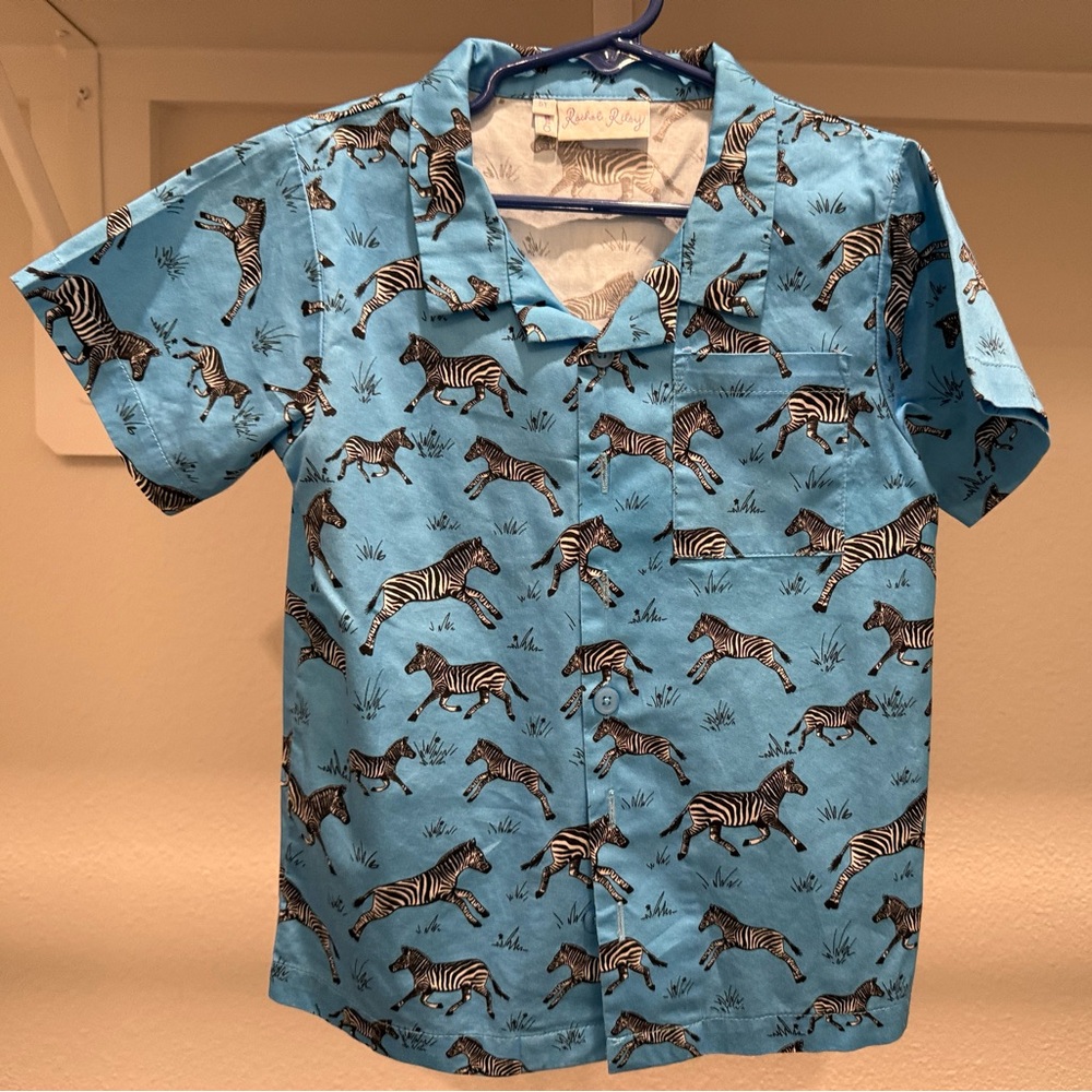 Rachel Riley Blue Zebra Button Down Shirt